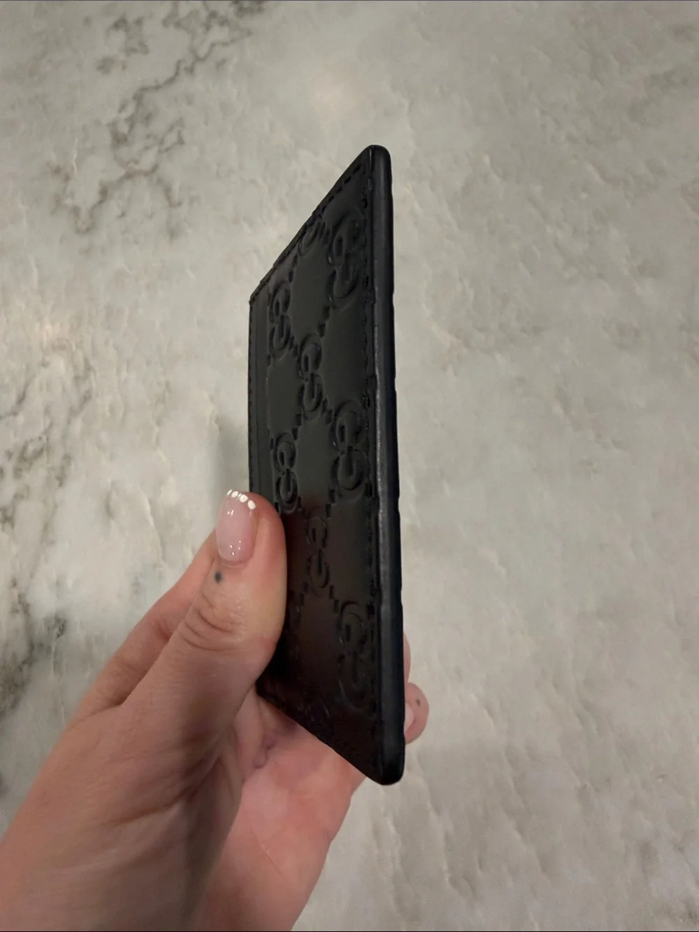 Gucci Black Embossed Leather Card Case